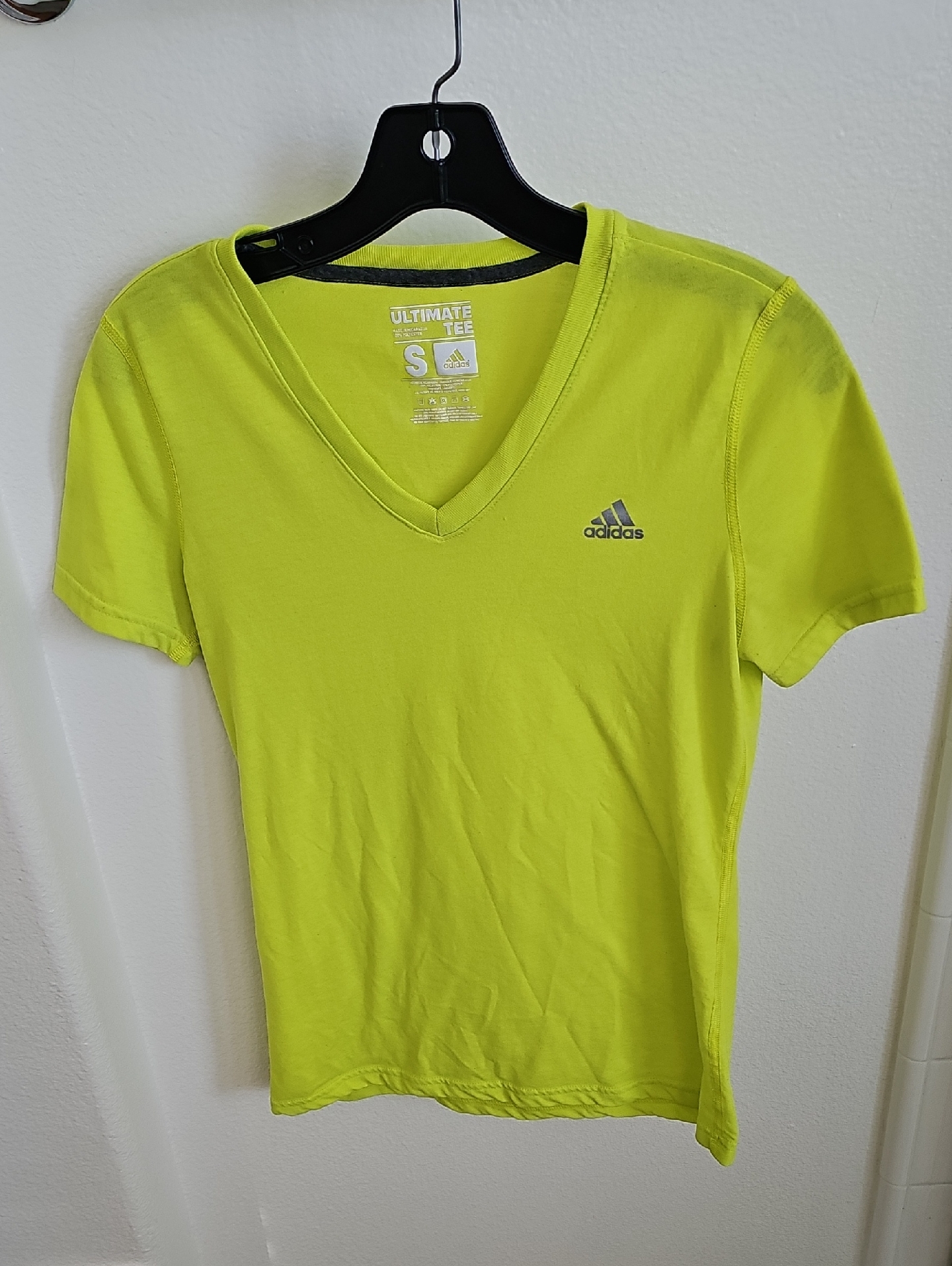 Adidas Women's Ultimate Neon Yellow Tee Size Small Yellow